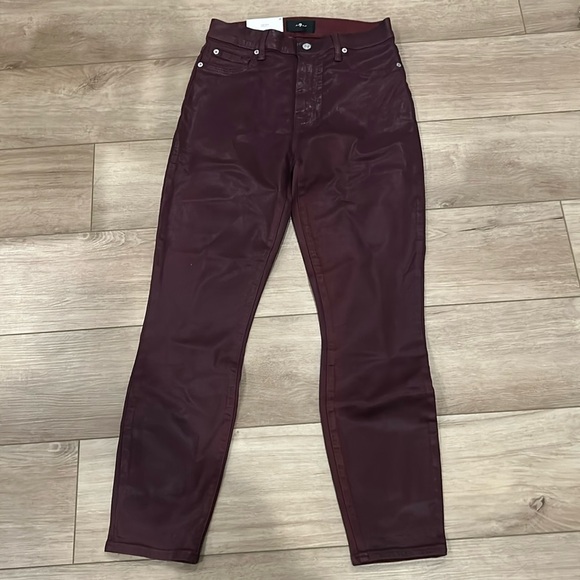 NWT 7 For All Mankind Coated High Waist Ankle Skinny Jeans
